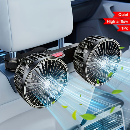 Portable Dual Car Fan with 360° Rotation