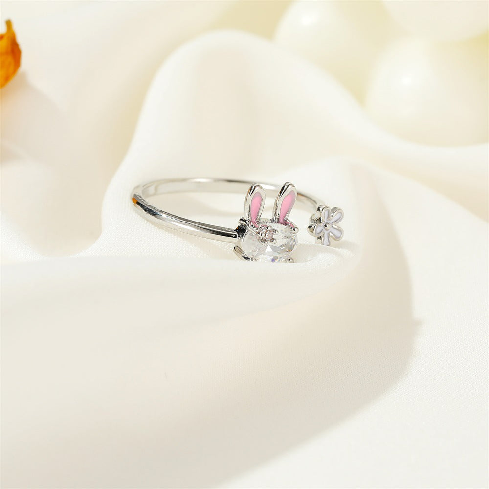 Sparkling Lucky Bunny Charm Ring