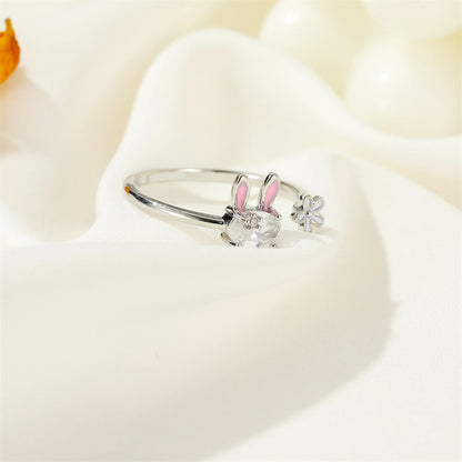 Sparkling Lucky Bunny Charm Ring