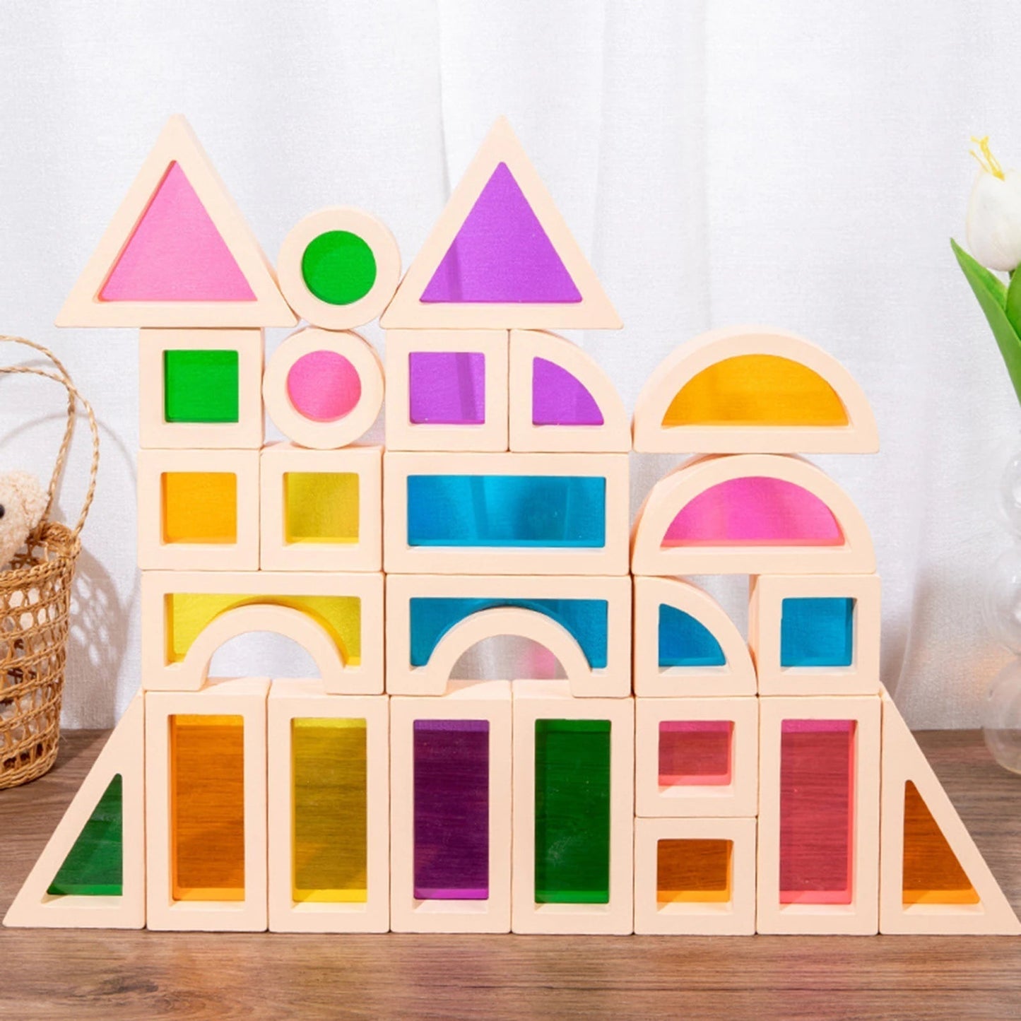 Vibrant Kids Wooden Building Blocks