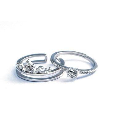 Luxury Double Stone Crown Ring