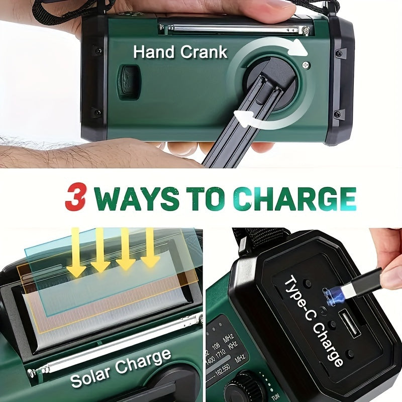 Portable Solar Crank Emergency Radio with Power Bank