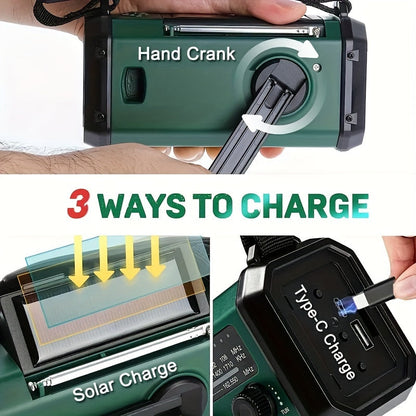 Portable Solar Crank Emergency Radio with Power Bank