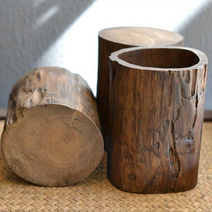 Rustic Wood Desk Pen Holder - Natural Home Office Decor