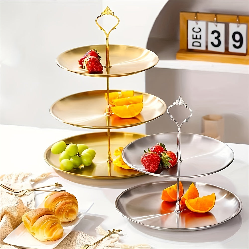 Stainless Steel Triple Serving Platter for Parties