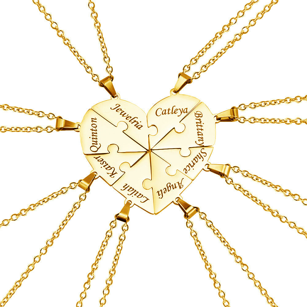 Customizable Love Heart Shaped Puzzle Necklace