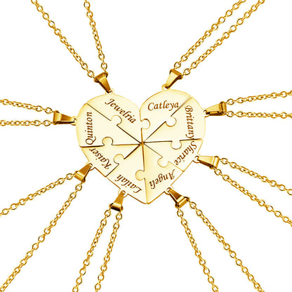 Customizable Love Heart Shaped Puzzle Necklace