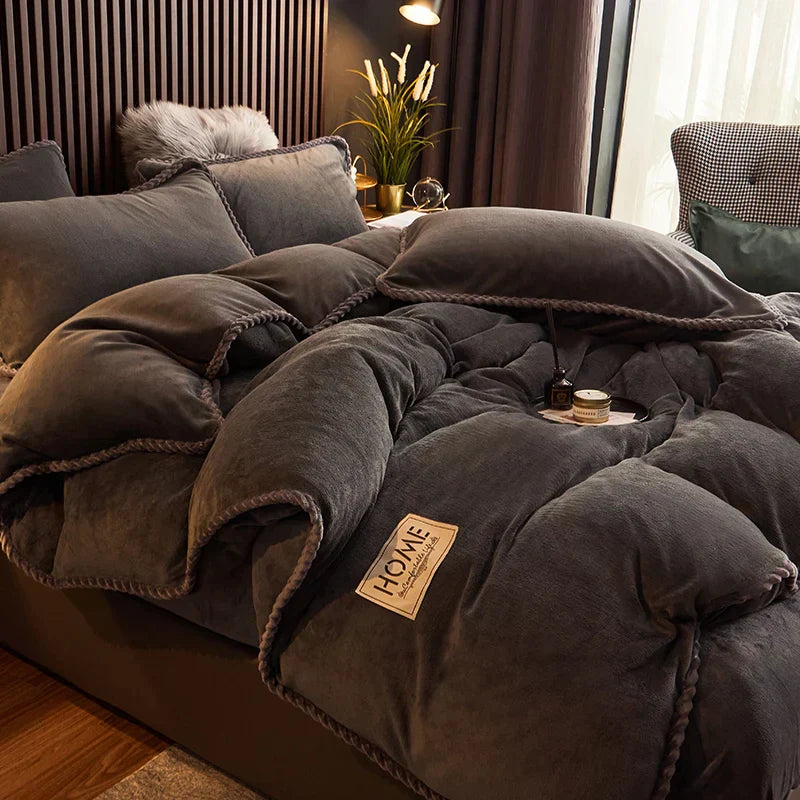 Soft Velvet Fleece Bedding Duvet Cover Set