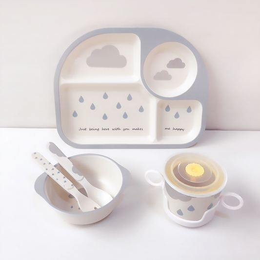 Cute Cloud Baby Dinner Set - Plate, Bowl & Utensils - Befez