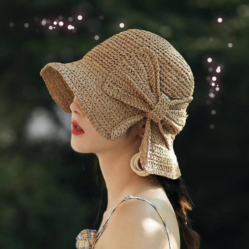 Classic Foldable Straw Hat with Ribbon