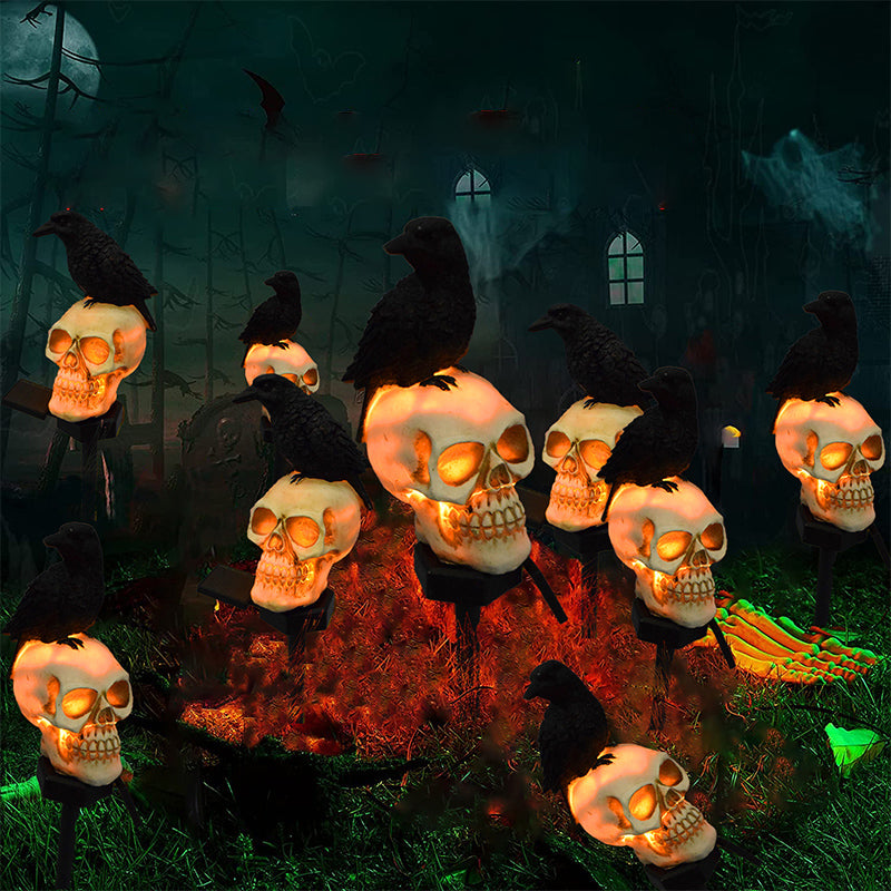 Spooky Outdoor Solar Powered Skull String Lights