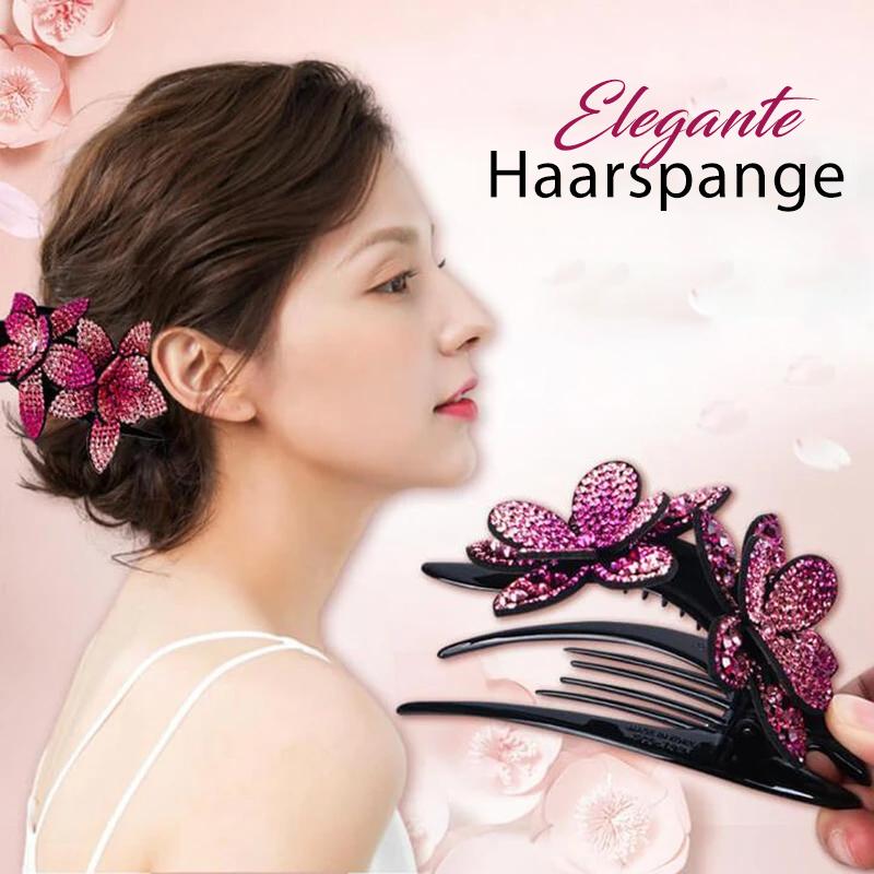 Glittery Floral Double Hair Barrette