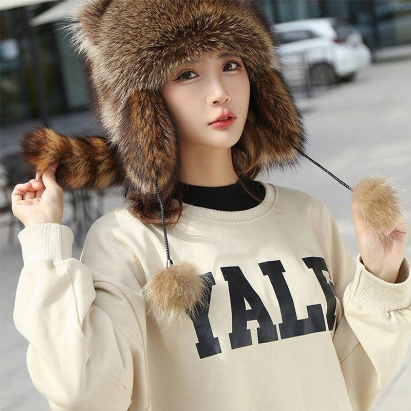 Adorable Fake Fur Raccoon Tail Family Hat