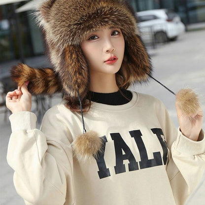 Adorable Fake Fur Raccoon Tail Family Hat