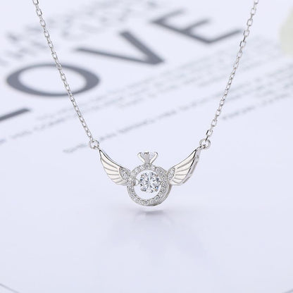 Sparkly Wing Crystal Pendant Necklace