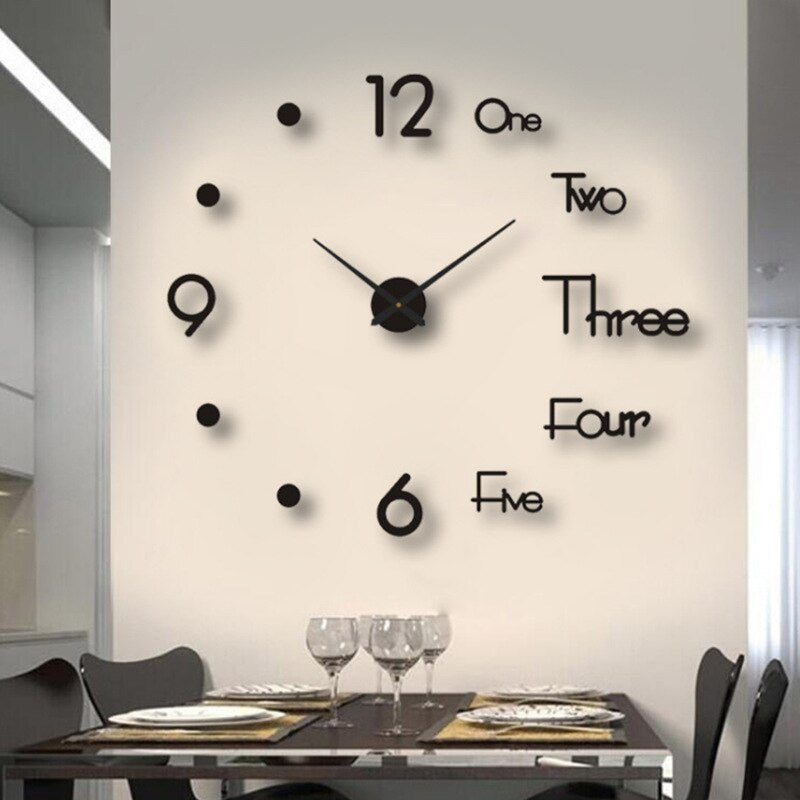 Modern Black Wall Clock with Quartz Movement