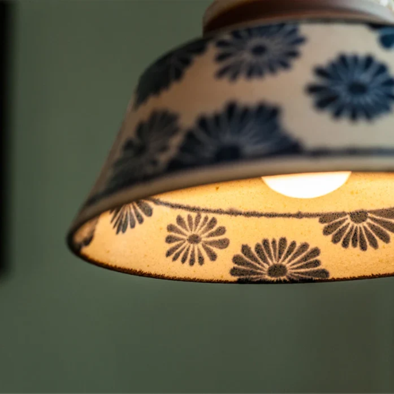Vintage Asian Ceramic Pendant Lamp