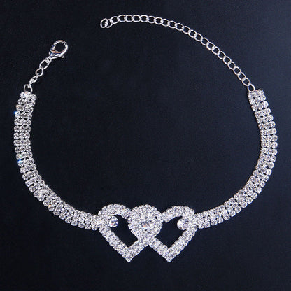 Sparkling Heart Glitter Anklet