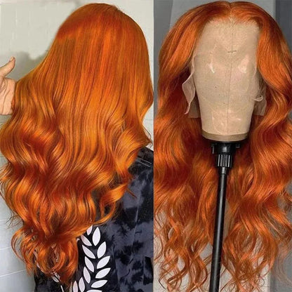 Curly Auburn Red Human Hair Lace Wig