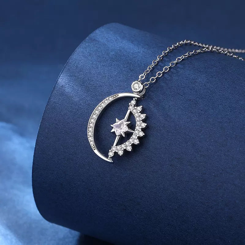 Celestial Star Moon Pendant Necklace