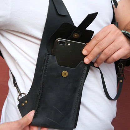 Vintage Leather Crossbody Satchel Bag with Strap