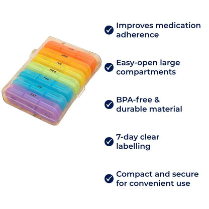 Daily Pill Box - Easy Open Large Capacity Organizer
