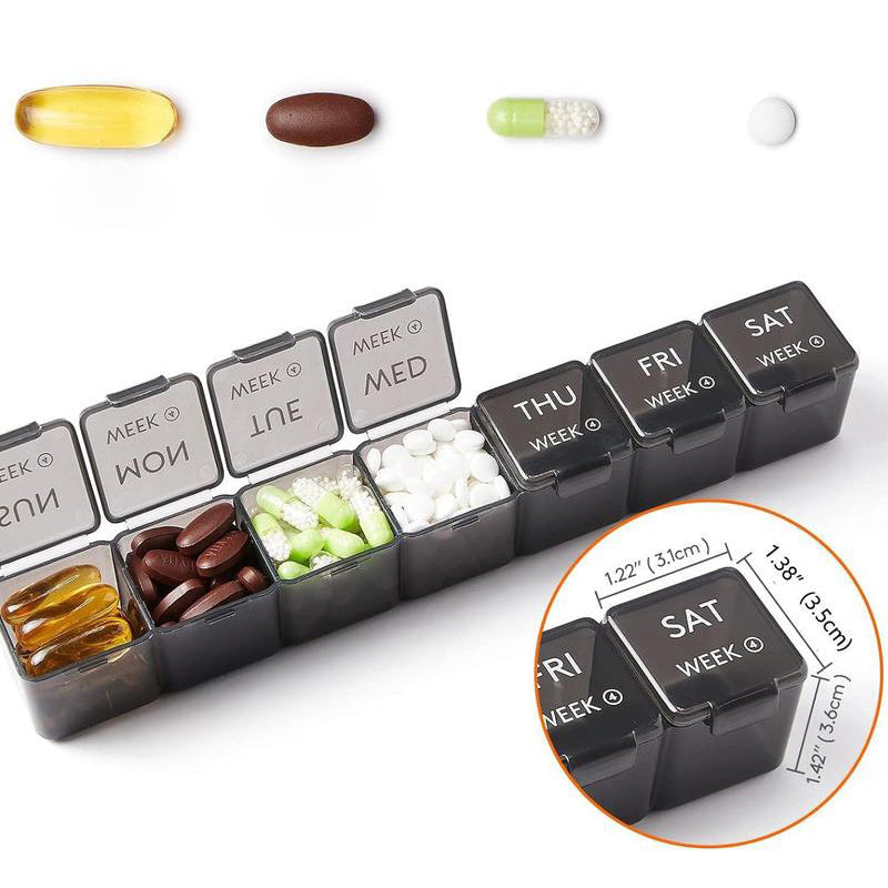 Daily Pill Box with 28 Storage Compartments