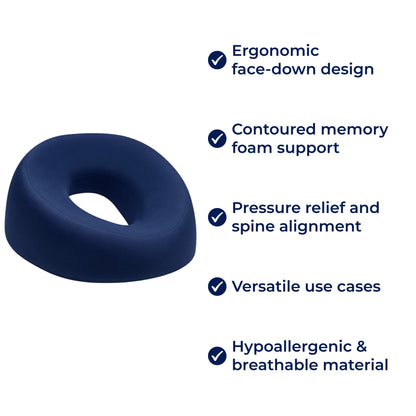 Contoured Memory Foam Face Pillow for Stomach Sleepers