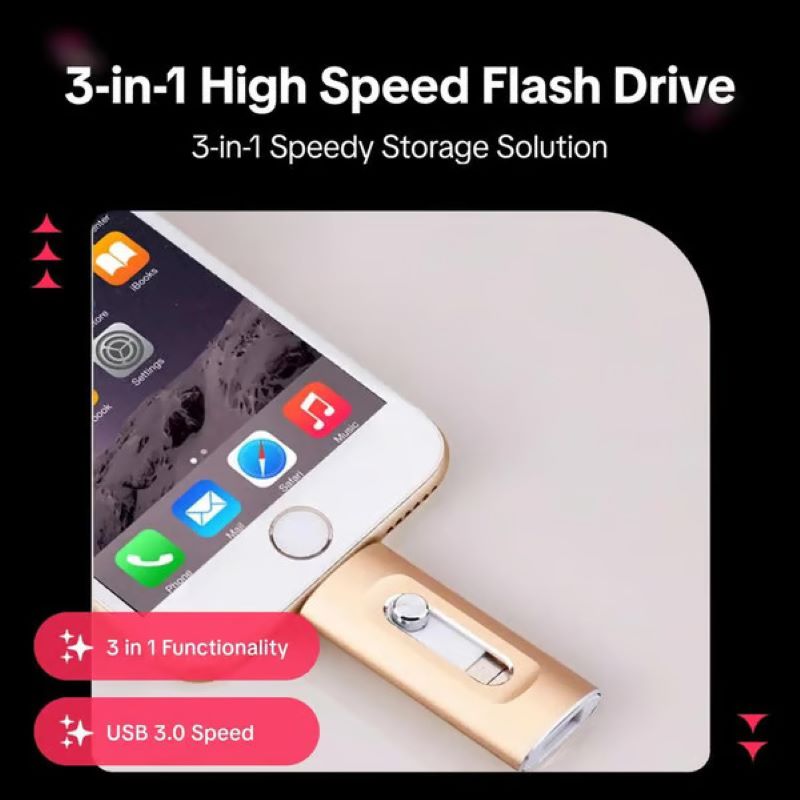 Versatile 3 in 1 USB Flash Drive for Phone and PC