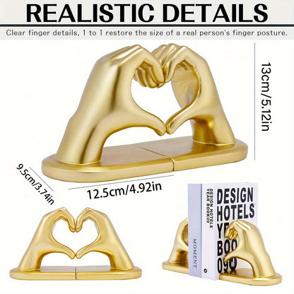 Elegant Heart Bookends in Gold Tone
