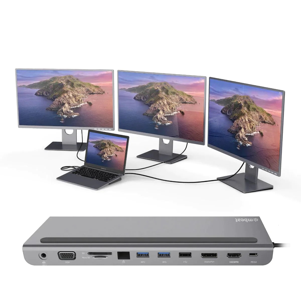 Compact 11-in-1 USB-C Laptop Dock with HDMI and Ethernet