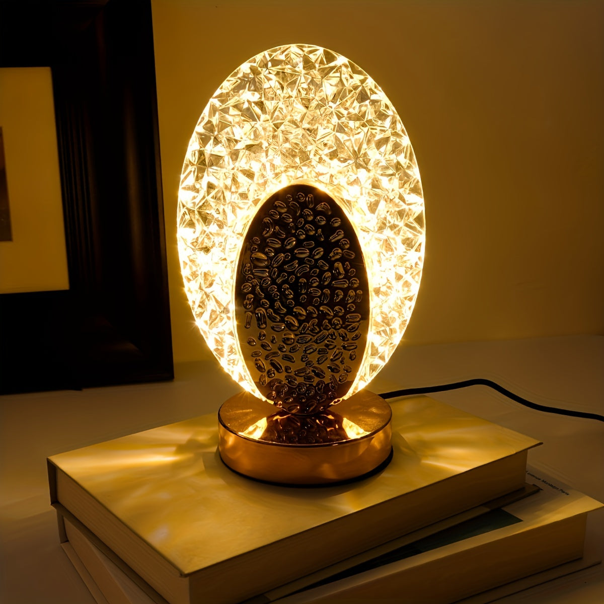 Decorative USB Desk Lamp with Soft Feather Shade