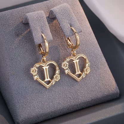 Delicate Monogram Heart Huggie Earrings