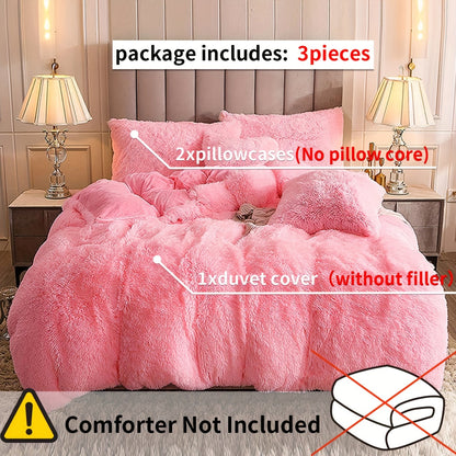 Cozy Soft Plush Duvet Cover Set with Zipper