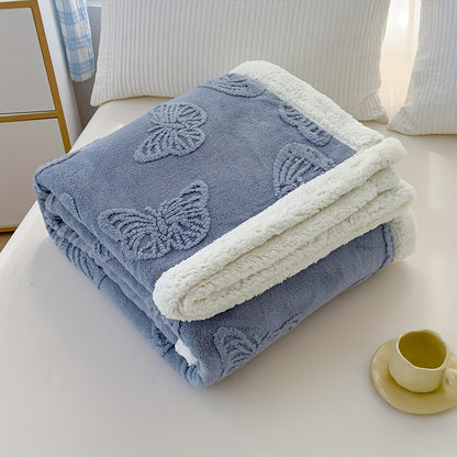 Plush Fleece Throw Blanket with Colorful Butterfly Pattern