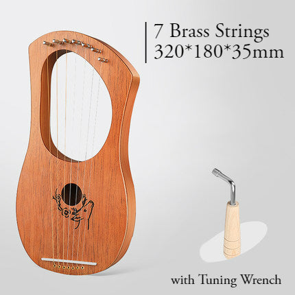 Classic Mahogany Lyre Harp with Brass Strings for All Ages - Befez