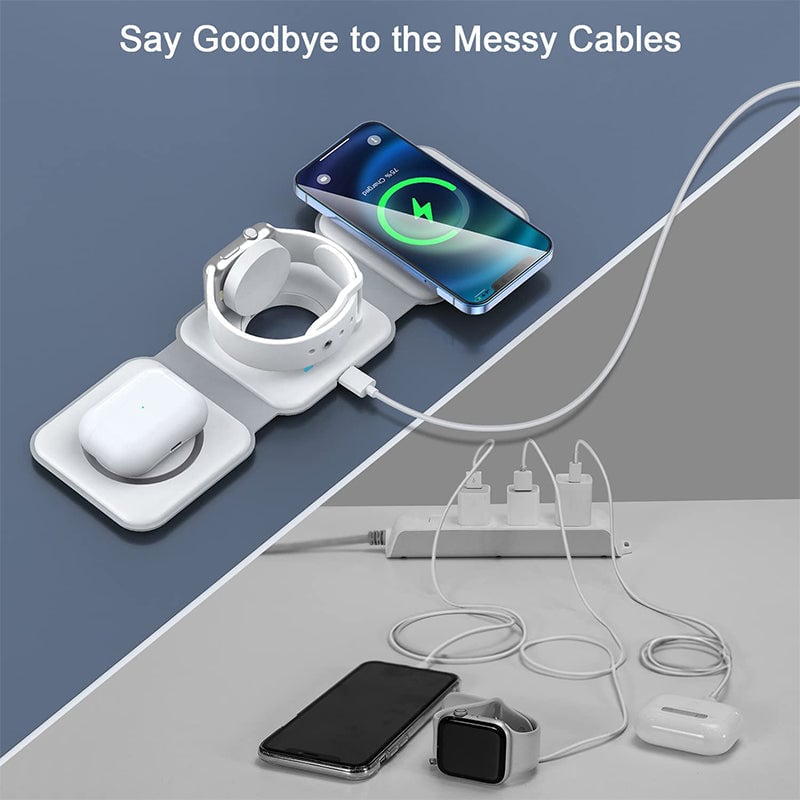 Compact 3 in 1 Portable Wireless Charging Pad
