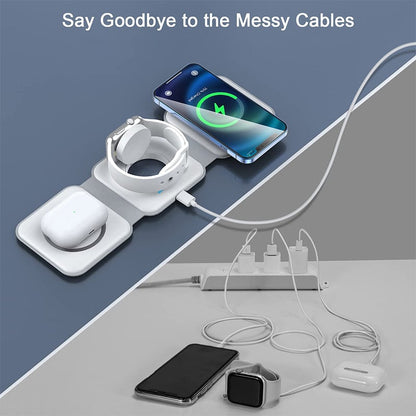 Compact 3 in 1 Portable Wireless Charging Pad