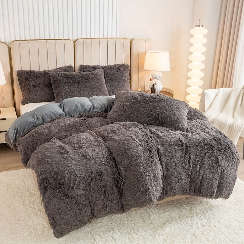 Cozy Soft Plush Duvet Cover Set with Zipper