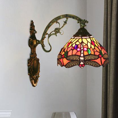 Classic Bronze Wall Lamp with Stained Glass Shade - Befez