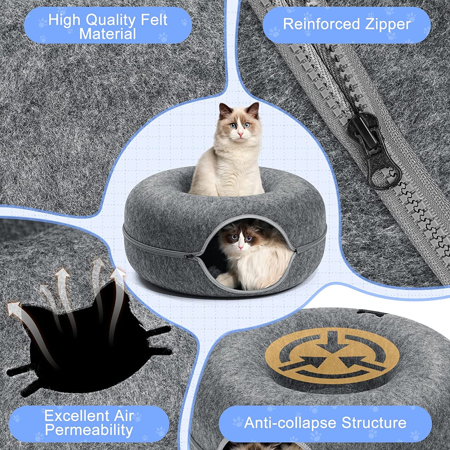 Cozy Cat Tunnel with Plush Sleeping Area