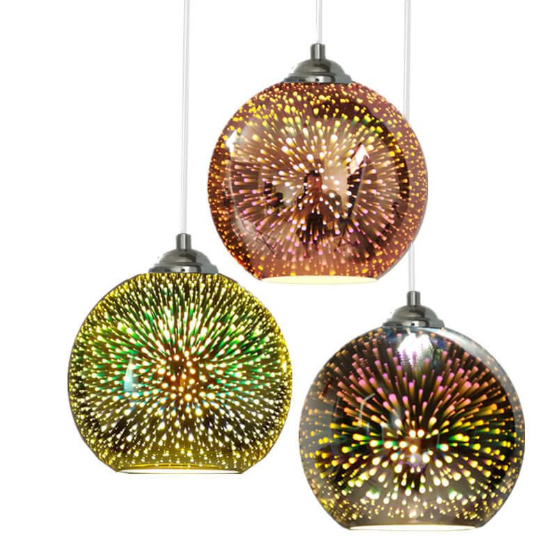 Vibrant Colorful Glass Globe Pendant Light