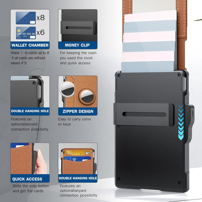 Slim Leather Wallet for Men with RFID Money Clip