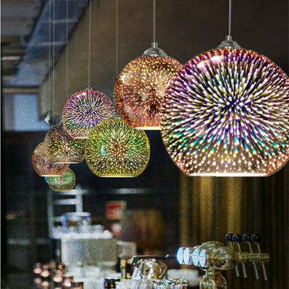 Vibrant Colorful Glass Globe Pendant Light