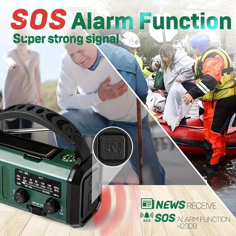 Portable Solar Crank Emergency Radio with Power Bank