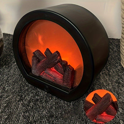 Warm Rectangular Electric Fireplace Lamp
