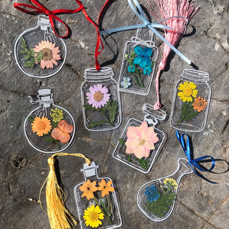 Clear Floral Paper Bookmark