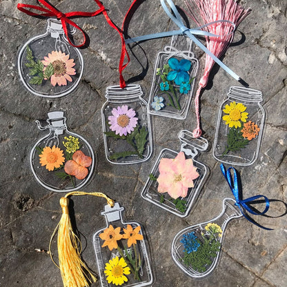 Clear Floral Paper Bookmark