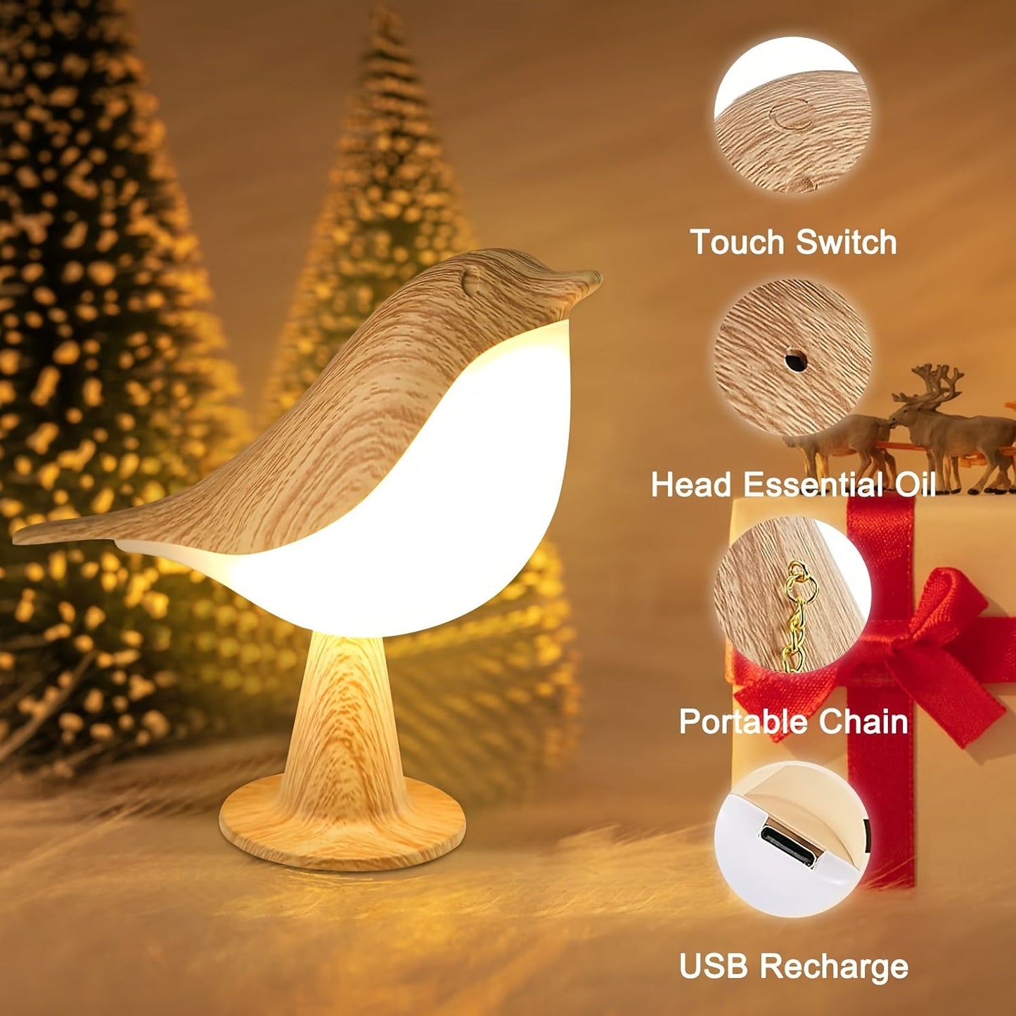 Colorful USB Bird Shaped Desk Lamp with Sensor Switch