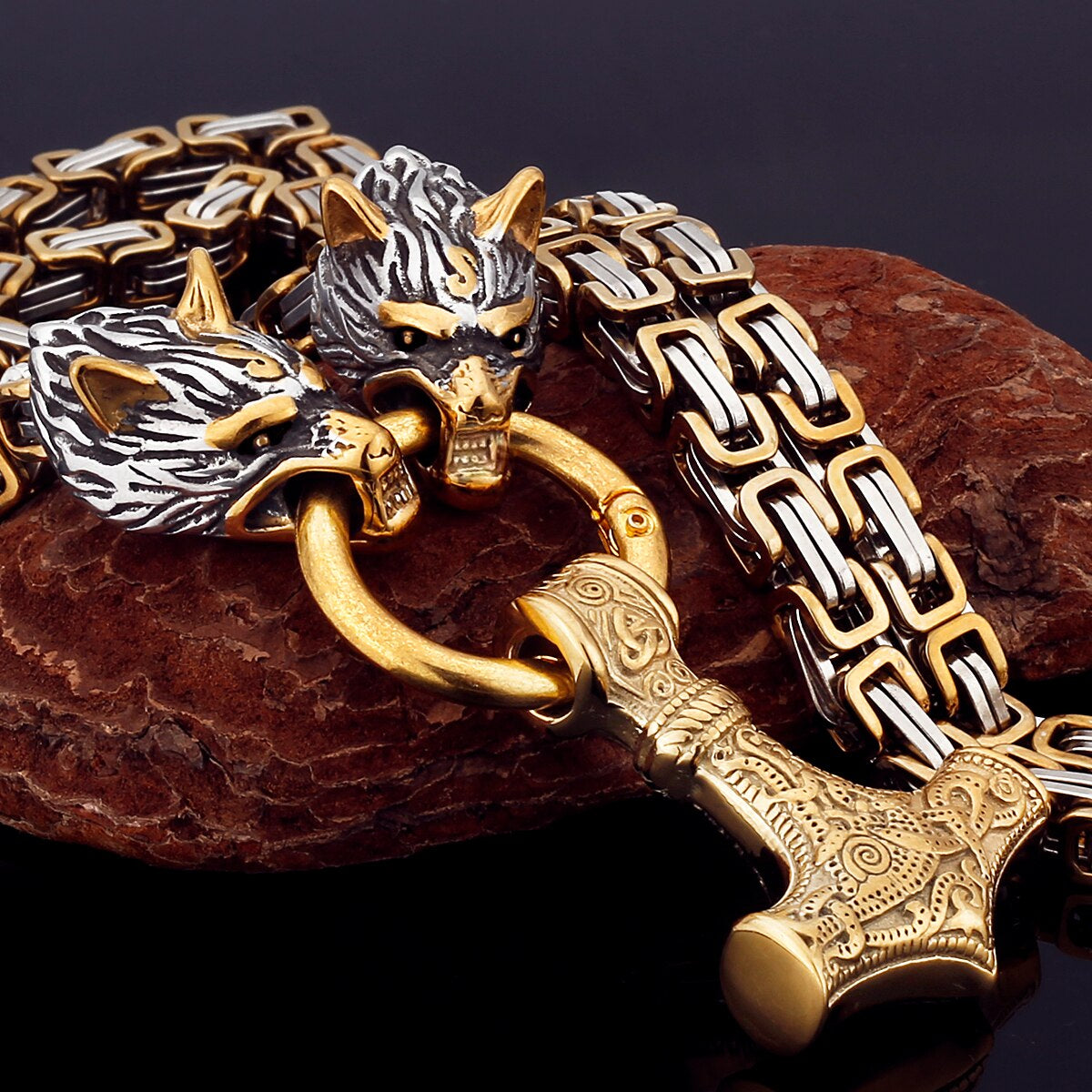 Strong Viking Wolf Pendant Stainless Steel Necklace